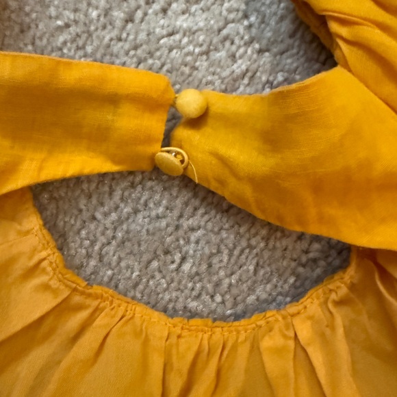 Banana Republic Yellow Ramie Puff Sleeve BacklessMini Dress Small Petite - Picture 8 of 10